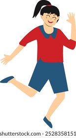 Cute People Jumping Character Isolated on White Background. Vector Cartoon Illustration.