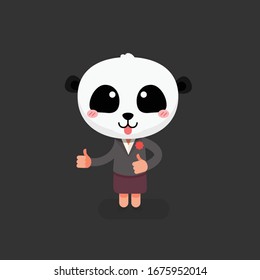 Cute people with panda head: vector illustration