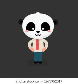 Cute people with panda head: vector illustration