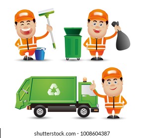 Cute People. Professional. street cleaner 