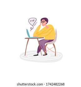Cute people study. Students studying and preparing for examination. Vector illustration concept. Scandinavian nordic design 