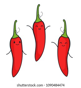 Cute pepper chili characters