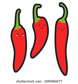 Cute pepper chili characters