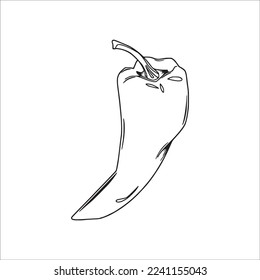 Cute Pepper With coloring book pages picture,Pepper line art,Pepper outline drawing vector illustration,Pepper vector line art,Pepper line drawing