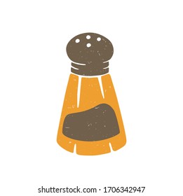 Cute pepper shaker isolated on a transparent background. Vector shabby hand drawn illustration