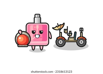 the cute perfume as astronaut with a lunar rover , cute style design for t shirt, sticker, logo element