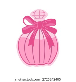 Süße Parfümflasche. Handgezeichnete Girly Ikone, Vintage Parfümflasche. Vektorsymbol
