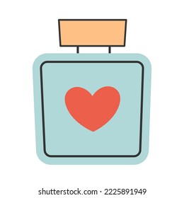 Cute perfume bottle with heart. Vector illustration.