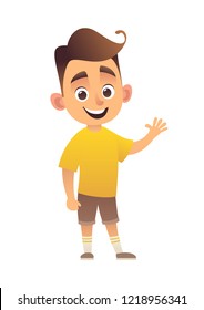 Cute perky boy vector illustration isolated on white background