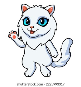 Cute persian cat cartoon waving hand