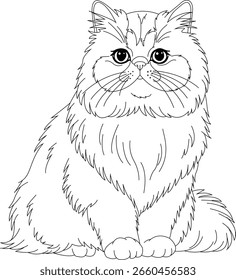 Lindo gato persa jugando y algunos looks lindos – Página para colorear Vector
