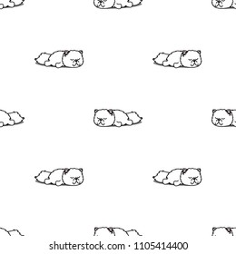 Cute persian cat sleeping seamless pattern, vector illustration