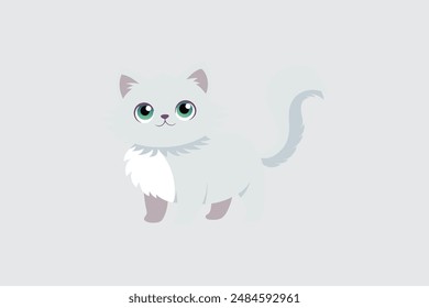 The "Cute Persian Kitten Vector Illustration" is a charming and detailed digital artwork featuring an adorable Persian kitten. Ideal for use in various creative projects