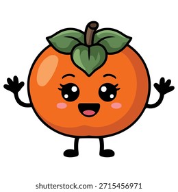 Cute persimmon cartoon vector white background character design isolated vector