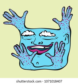 cute person with four hands