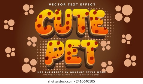 Cute Pet 3d cartoon Style editable text effect template