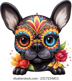 Cute pet, adorable animal, wearing beautiful Mexican cloth