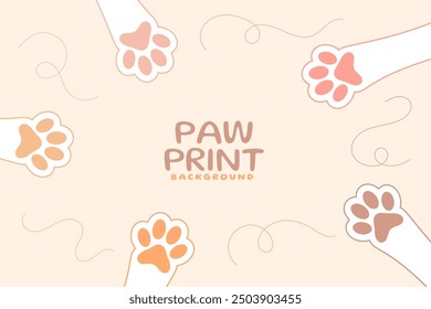 cute pet animal paw print background for fauna fun vector