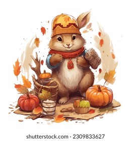 Cute Pet, cute animal, Thanksgiving, Pumpkin
