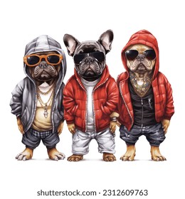 Mascota, animal lindo, disfraz, estilo hip hop