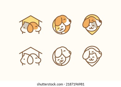 Cute pet cat and dog logo