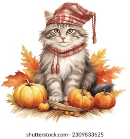 Cute Pet Cat Thanksgiving Pumpkin