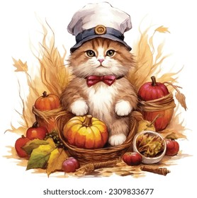 Cute Pet Cat Thanksgiving Pumpkin