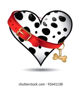 cute pet dalmatian pattern heart shaped - vector pattern