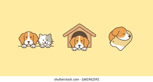 Cute pet dog and cat logo