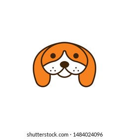 Cute pet dog face icon on a white background