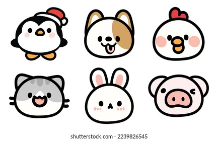 Cute pet face isolated on white background