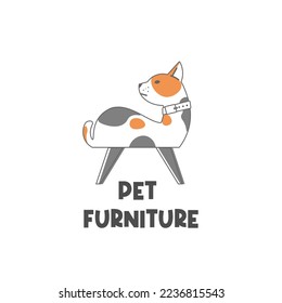 Cute Pet Furniture Illustration Logo