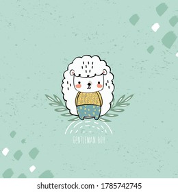Cute pet lamb drawings Hand drawn pet Wearing a simple patterned costume Gestures Funny and fun Colorful face smile in Seamless pattern and illustration
