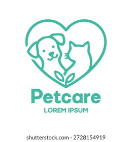 Diseño lindo del Vector del logotipo del animal doméstico. Perro, gato y corazón iconos de ilustración.