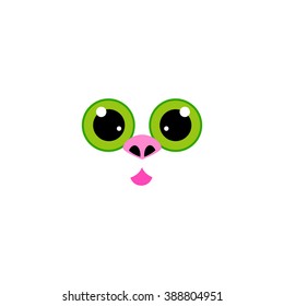 Cute Pet logo. White cat muzzle flat icon. Concept of veterinary, visual identity, vet, pet store. Isolated on white background. Flat cat face brand