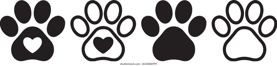 Cute Pet Paw Print Vector Set
