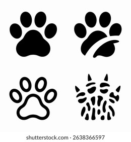 cute pet paw prints set
