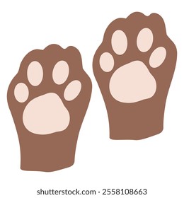 Cute pet paws isolated on white background vector illustration, animal paw, cat, kitty, dog, puppy 
