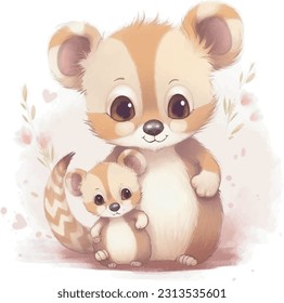 cute pet, pretty animal, Happy Mother's day, mom and baby