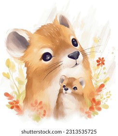 cute pet, pretty animal, Happy Mother's day, mom and baby