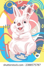 Cute Pet is Cute Rabbit Vector Design