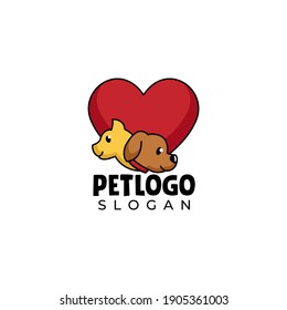 Cute pet shop logo design template