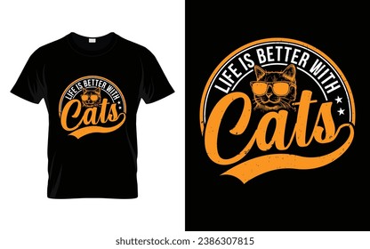 Cute Pet Tee Life Is Better With Cats Funny Cat T-Shirt