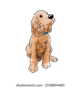 Cute pet watercolor style illustration