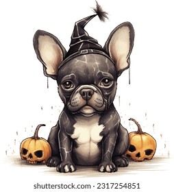 Una mascota linda con un hermoso disfraz de Halloween.