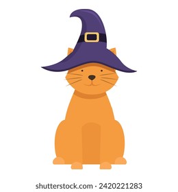 Cute pet with witch hat icon cartoon vector. Halloween party. Animal monster