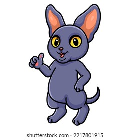 Cute peterbald cat cartoon giving thumb up