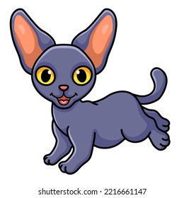 Cute peterbald cat cartoon jumping