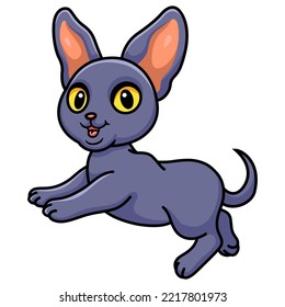 Cute peterbald cat cartoon jumping