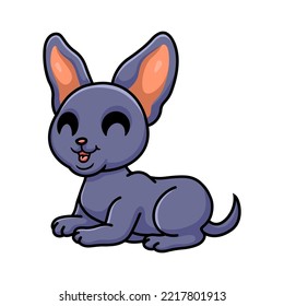 Cute peterbald cat cartoon lying down